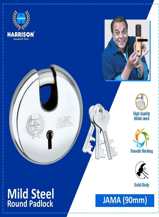 Harrison JAMA LOCK-0022 Key Padlock (Silver, Painted Finish) | Padlock, Padlocks, Locks for Home, Locks for Main Door - Image 2